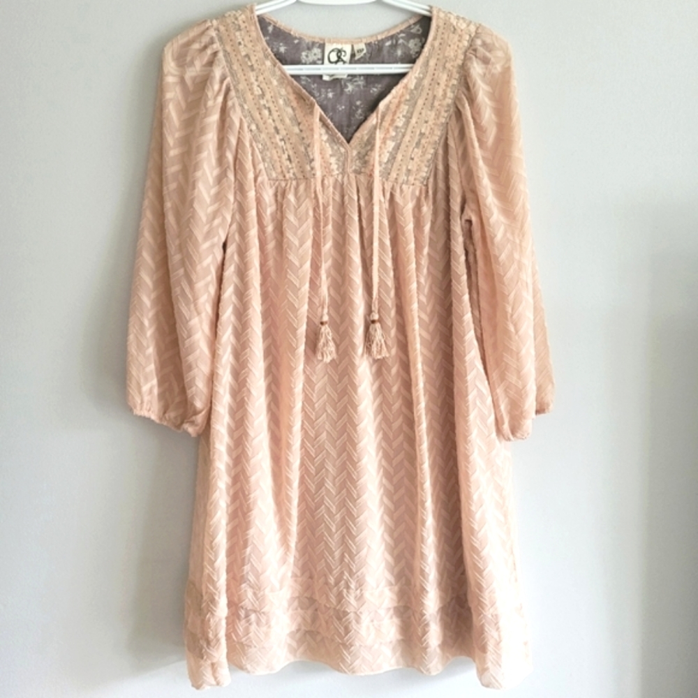 One September Anwen Boho Midi Peasant Dress